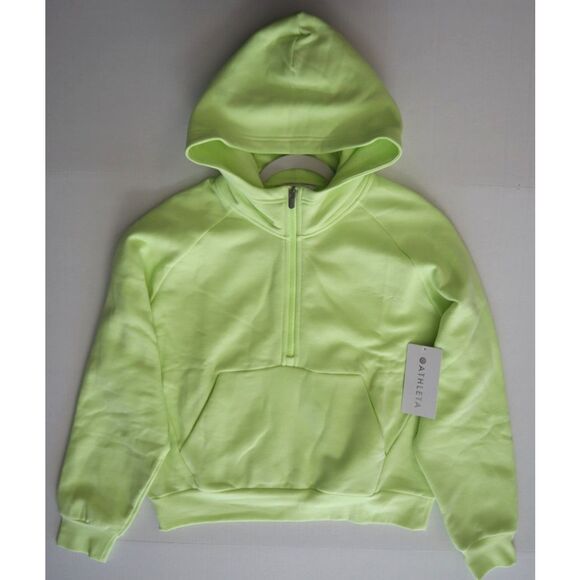 Athleta 473713062 Women Sz M Citron/Yellow Green Easy Fleece 1/2 Zip Hoodie - Picture 7 of 10